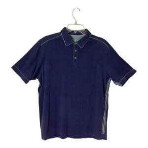 Tommy Bahama Island Modern Fit Blue Pima Cotton Polo Shirt‎ Men's Size Medium